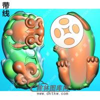 双面貔貅手把件带线精雕图（PX-146)