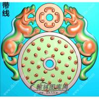 双貔貅牌头乳丁挂件带线精雕图（PX-116)