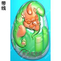 随形仿古貔貅兽牌挂件带线精雕图（PX-111)