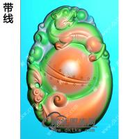 玉雕随形蝙蝠貔貅挂件带线精雕图（PX-127)
