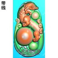 玉雕有求必应貔貅挂件带线精雕图（PX-108)