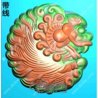 玉雕圆形貔貅挂件带线精雕图（PX-152)