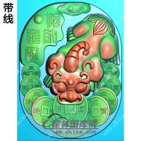 玉雕招财貔貅挂件带线精雕图（PX-46)