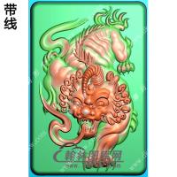 玉雕貔貅挂件带线精雕图（PX-090)