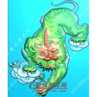 玉雕貔貅牌挂件精雕图（PX-082)