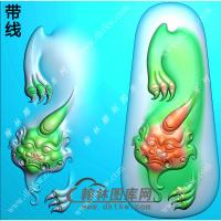 玉雕貔貅兽牌挂件带线精雕图（PX-110)