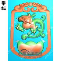 招财貔貅挂件带线精雕图（PX-098)