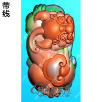 貔貅挂件手把件带线精雕图（PX-076)