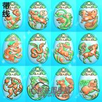 十二生肖挂件图精雕图（SX-23）带线