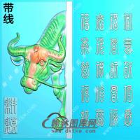 玉雕双面福牛挂件带线精雕图（GN-16)