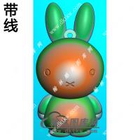玉雕卡通兔子挂件带线精雕图（GT-046)