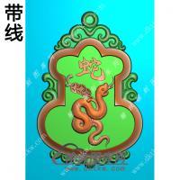 葫芦形蛇挂件带线精雕图（GS-014)