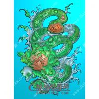 牡丹花蛇46牌挂件精雕图（GS-035)