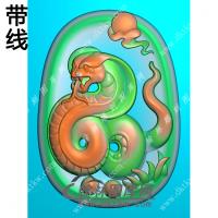 生肖蛇挂件带线精雕图（GS-045)