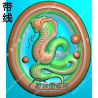 椭圆凹底蛇挂件带线精雕图（GS-042)