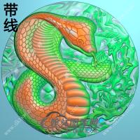 圆形蛇牌挂件带线精雕图（GS-034)