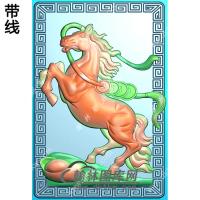 回纹边框马上有钱挂件带线精雕图（GM-143)