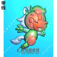 卡通生肖马挂件带线精雕图（GM-115)