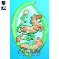 树叶马挂件带线精雕图（GM-086)