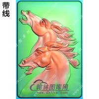 双马挂件带线精雕图（GM-112)