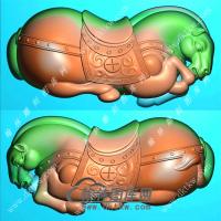 双面立体唐马手把件精雕图（GM-178)