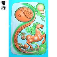 太极马46牌挂件带线精雕图（GM-097)