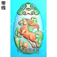 椭圆马挂件带线精雕图（GM-083)