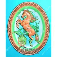 椭圆马上有钱挂件精雕图（GM-135)