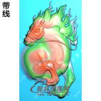 玉雕半身马挂件带线精雕图（GM-197)