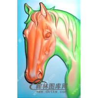 玉雕马头牌挂件精雕图（GM-068)