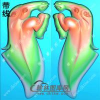 玉雕双面刀形马头挂件带线精雕图（GM-190)