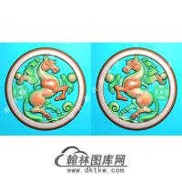 圆形马上有钱挂件精雕图（GM-133)