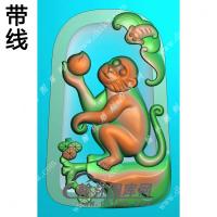 凹底猴子挂件带线精雕图（GHZ-067)