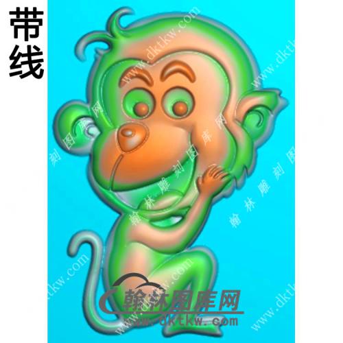 卡通猴子挂件带线精雕图（GHZ-043)