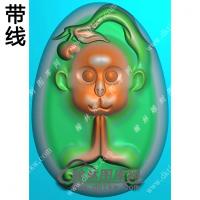 椭圆猴子挂件带线精雕图（GHZ-105)