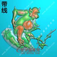 圆形寿桃猴子挂件带线精雕图（GHZ-092)