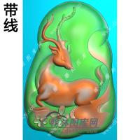 玉雕随形梅花鹿挂件带线精雕图（GL-021)