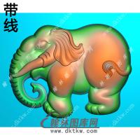 双面小象挂件带线精雕图（GX-007)