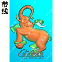 元宝小象挂件带线精雕图（GX-009)