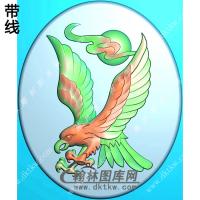 椭圆老鹰挂件精雕图（GJY-029)