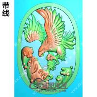 椭圆鹰抓鱼老鹰挂件精雕图（GJY-030)