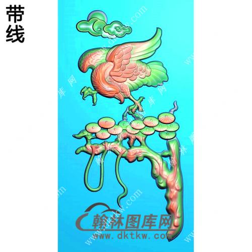 玉雕松树老鹰挂件精雕图（GJY-065)