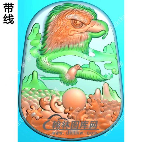 自由翱翔鹰头挂件带线精雕图（GJY-036)