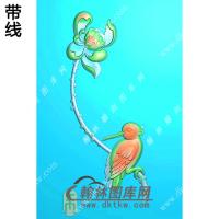 翠鸟莲花牌挂件带线精雕图（HLN-124)