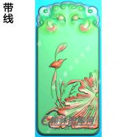 仿古兽面荷叶翠鸟挂件带线精雕图（HLN-081)