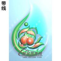 水滴荷花46牌带线精雕图（HLN-109)