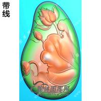 随形荷花荷叶挂件带线精雕图（HLN-092)
