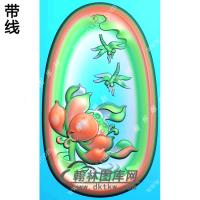 椭圆凹底蜻蜓荷花挂件带线精雕图（HLN-082)
