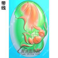 椭圆莲花荷叶挂件带线精雕图（HLN-089)