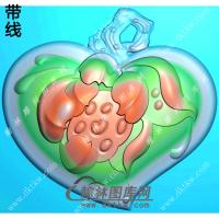 心形莲花挂件带线精雕图（HLN-120)